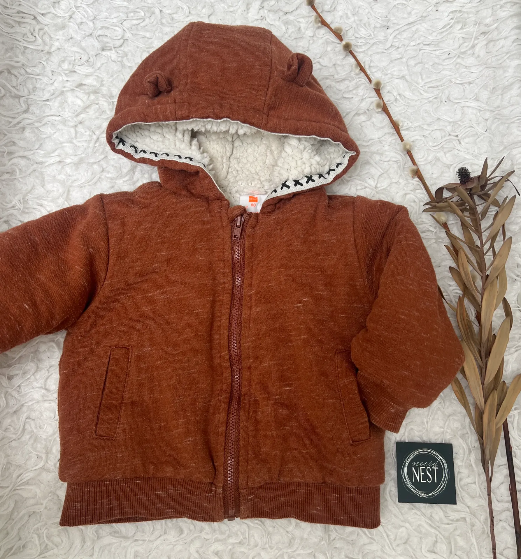 Teddy-gevoerde vest met capuchon m80/86 - HEMA